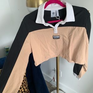 Adidas colorblock crop long sleeve